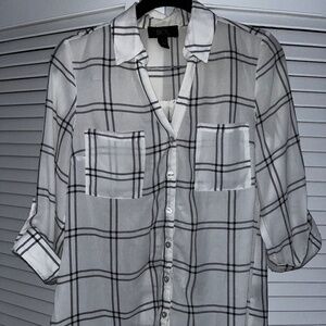 White and Plaid Button Down